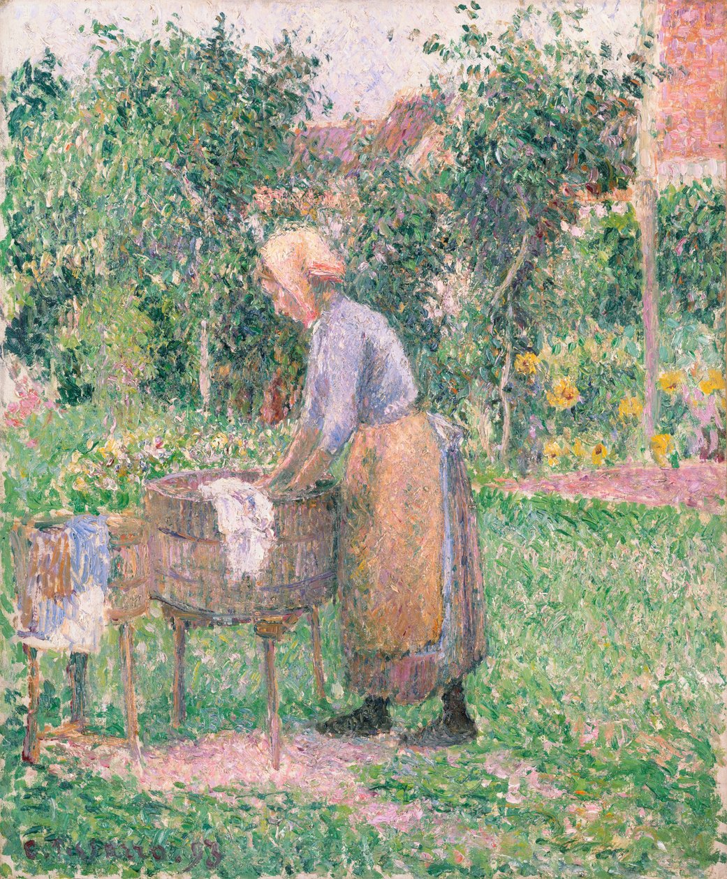 En vaskekone i Éragny, 1893. af Camille Jacob Pissarro