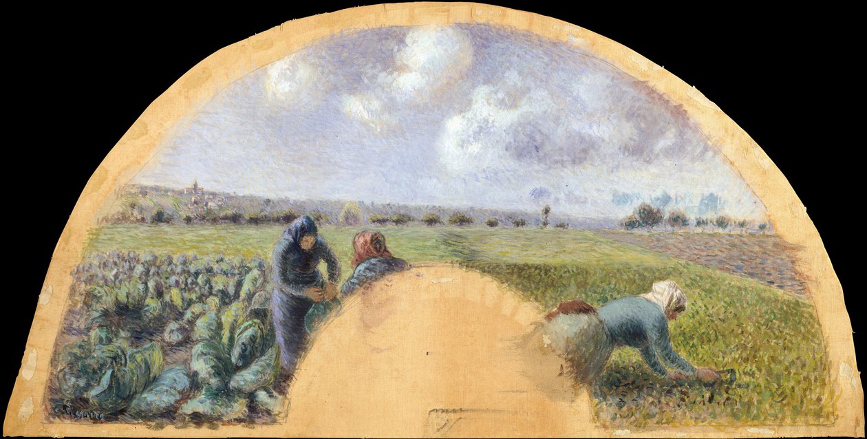 Fan Mount: The Cabbage Gatherers, ca. 1878-79. af Camille Pissarro