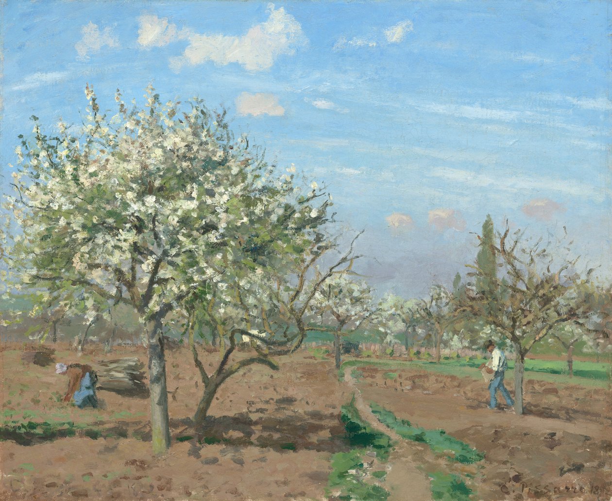 Frugthave i Bloom, Louveciennes, 1872. af Camille Pissarro