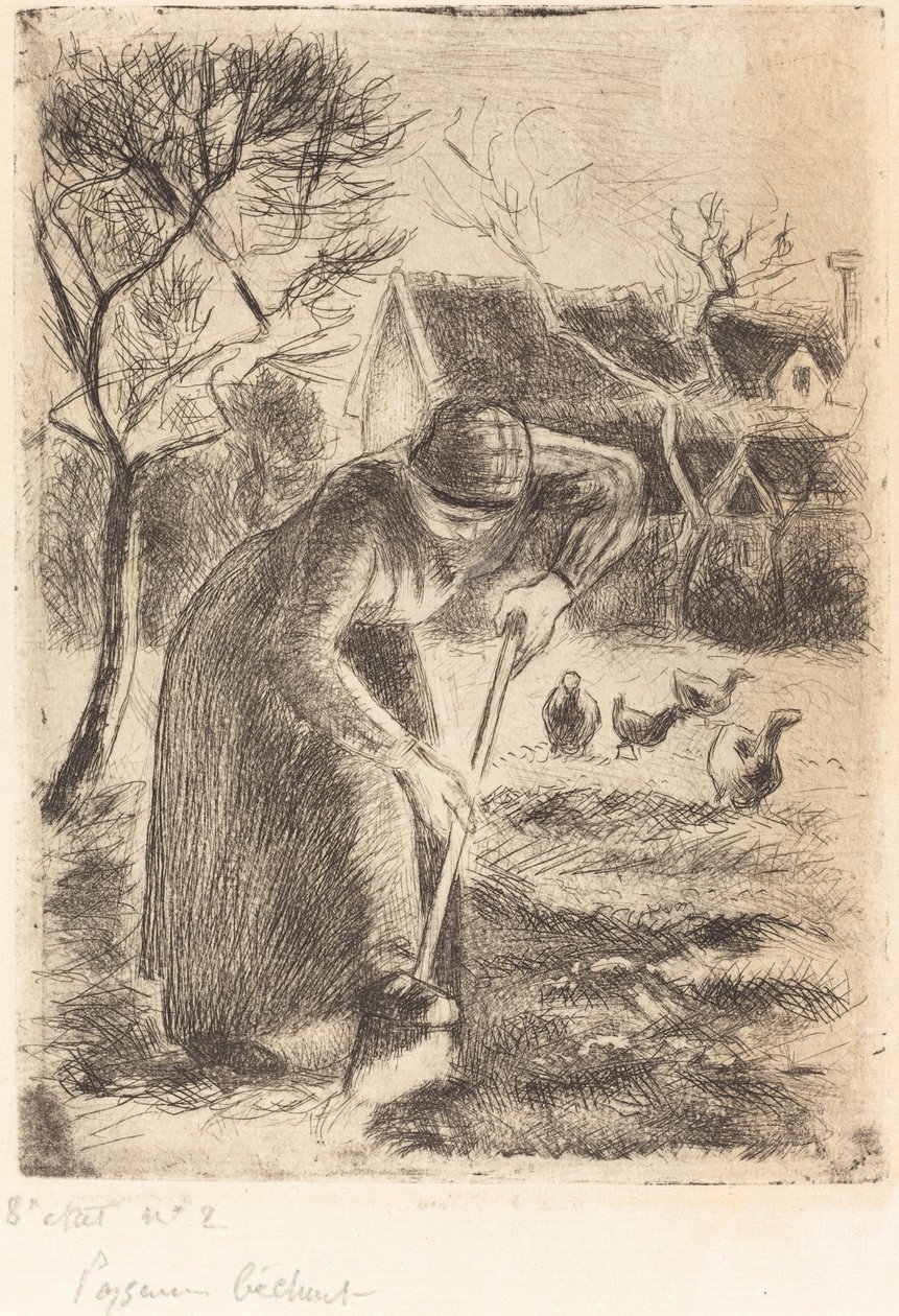 Bondekvinde graver Bondearbejde, 1890. af Camille Pissarro