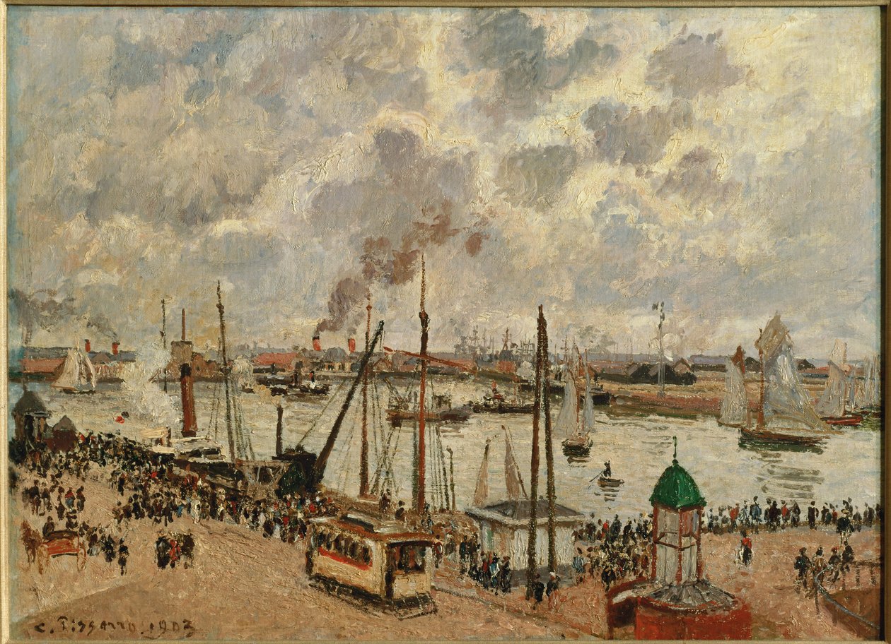 Port du Havre ... (olie på lærred) af Camille Pissarro