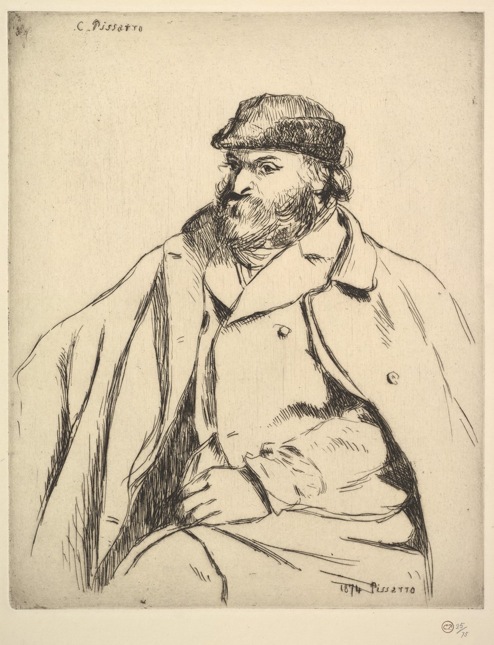 Portræt af Paul Cézanne, 1874. af Camille Pissarro