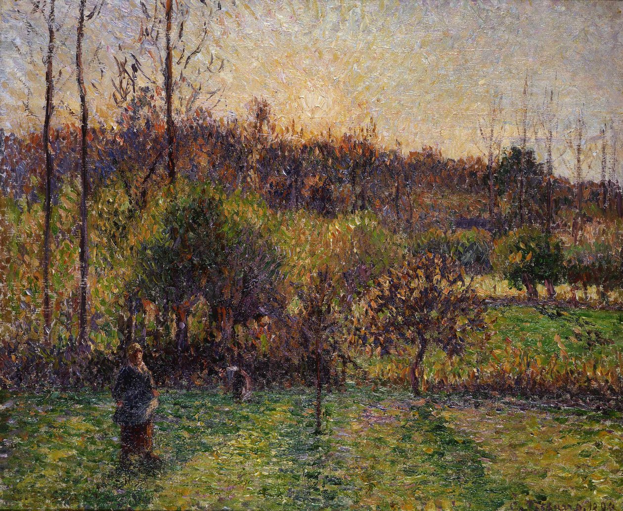 Opgående sol i Eragny, 1894. af Camille Pissarro