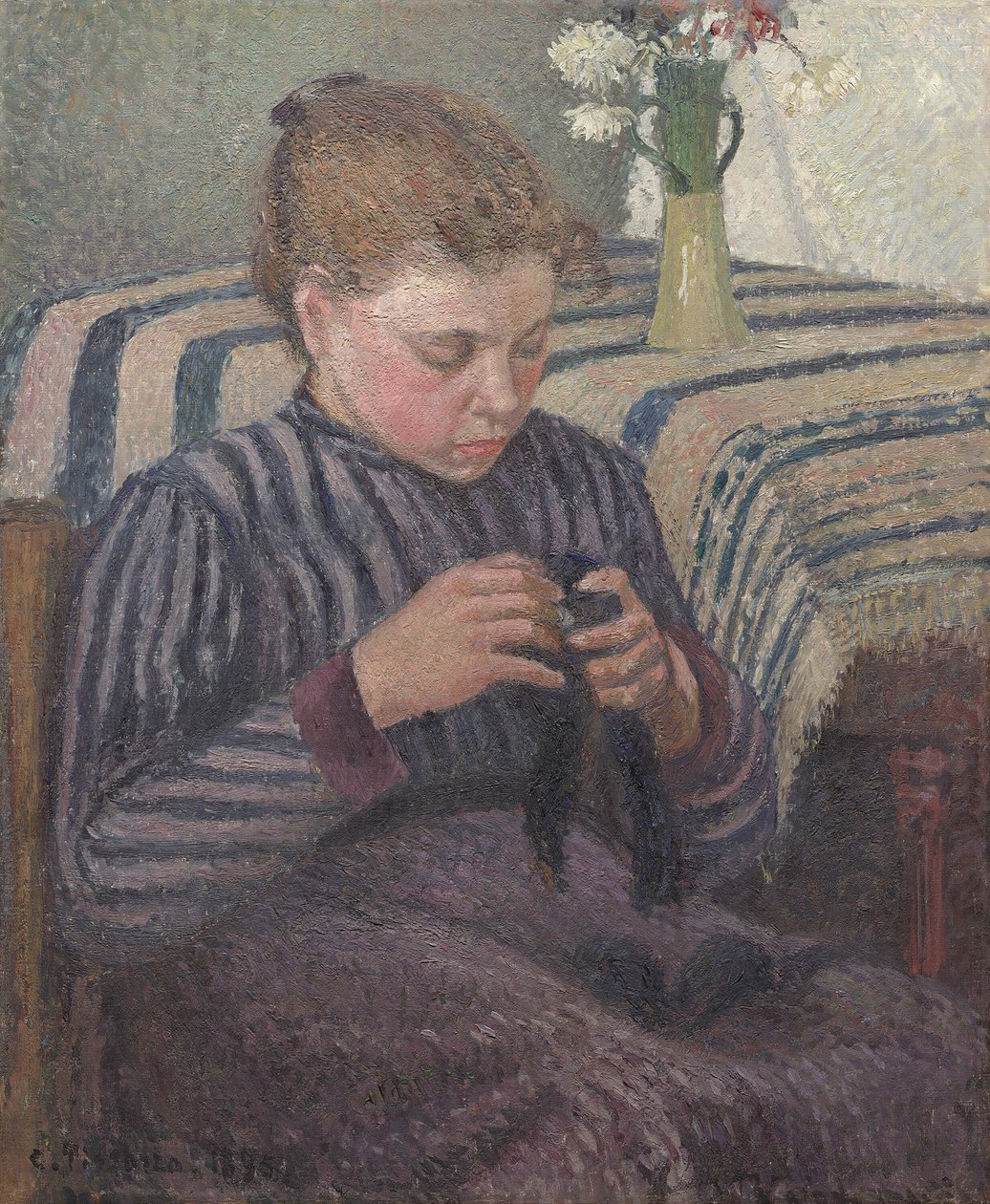Kvinde reparation, 1895. af Camille Pissarro