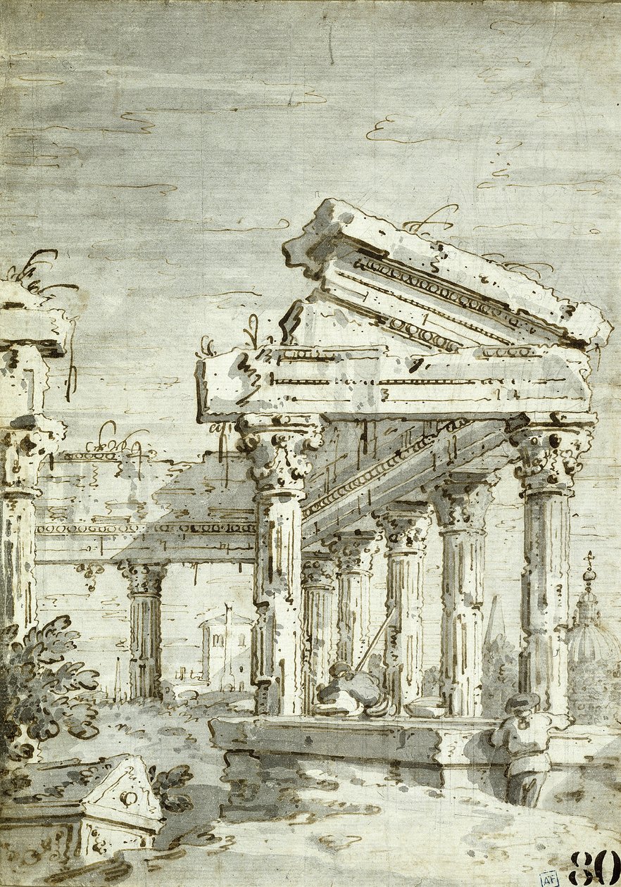 Capriccio: Et ødelagt klassisk tempel af Canaletto
