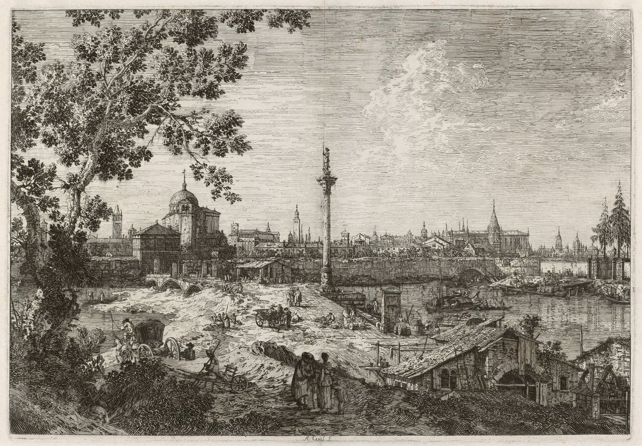 Imaginær udsigt over Padova af Canaletto