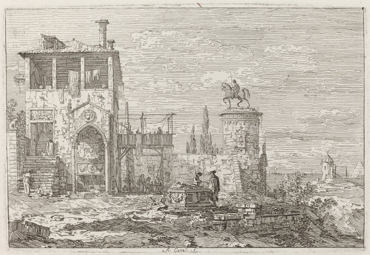 Ryttermonumentet [øverst til højre], ca. 17351746. af Canaletto