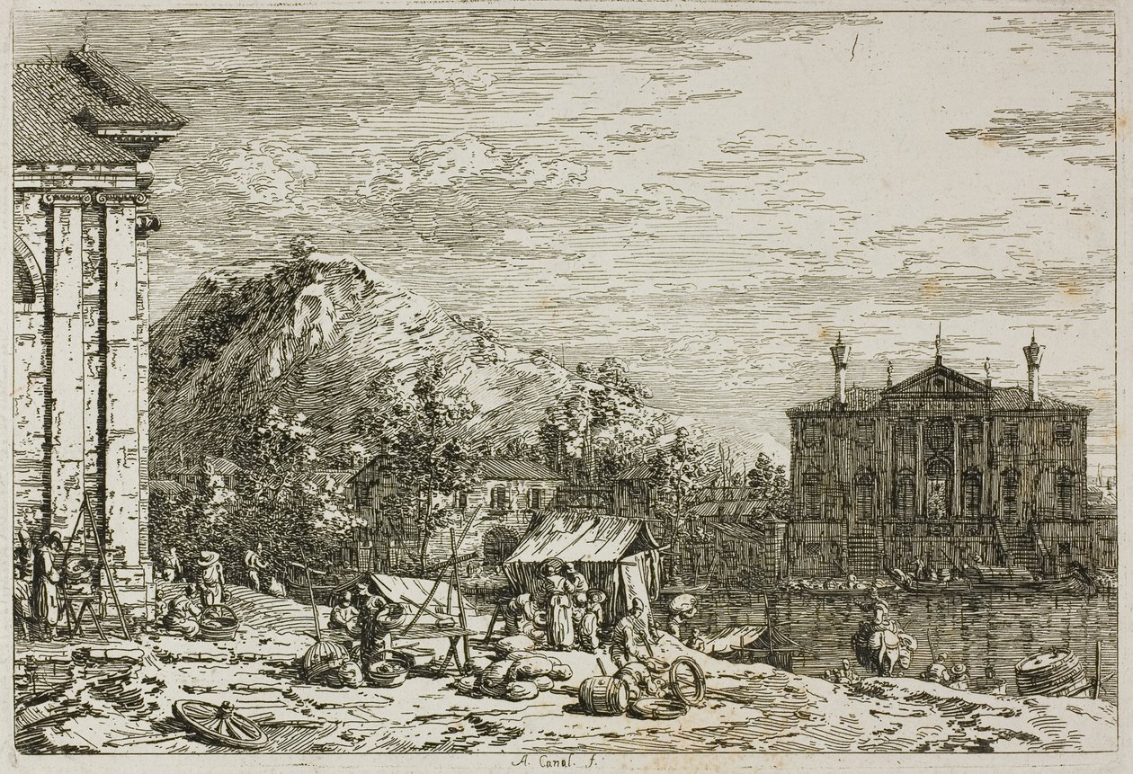 Markedet i Dolo, fra Vedute af Canaletto