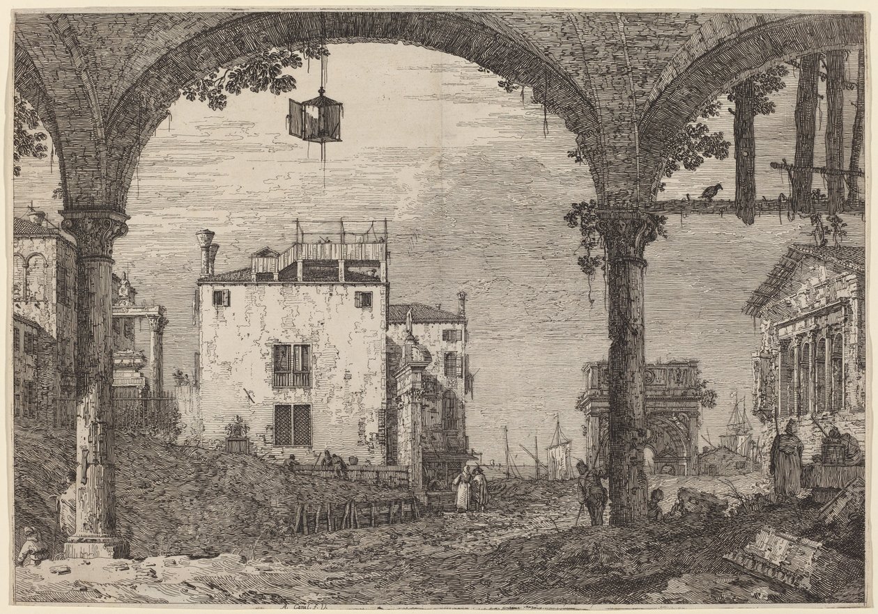 Portikoen med lanternen, ca. 17351746. af Canaletto