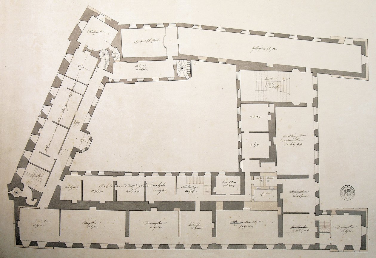 Design til ændringer af det tredje slot (pen og blæk med vask på papir) af Capability Brown