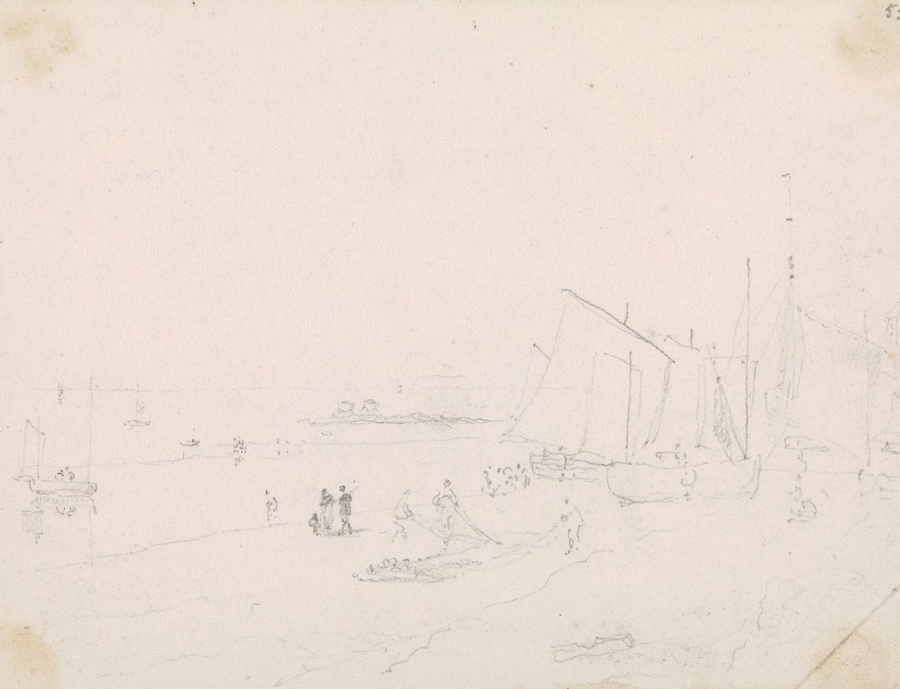 Skitse af en strandscene, Hastings af Capt. Thomas Hastings