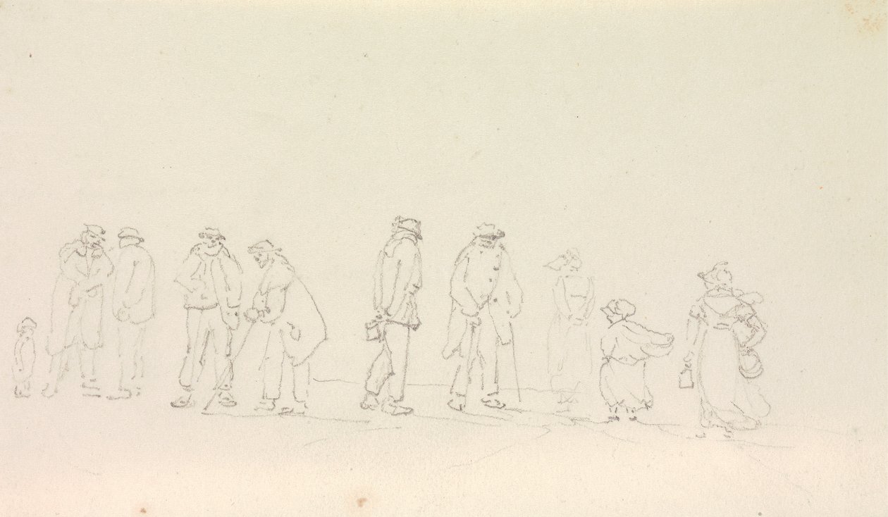 Skitse af en gruppe mennesker af Capt. Thomas Hastings