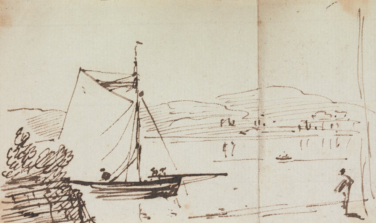 Skitse af en sejlbåd af Capt. Thomas Hastings