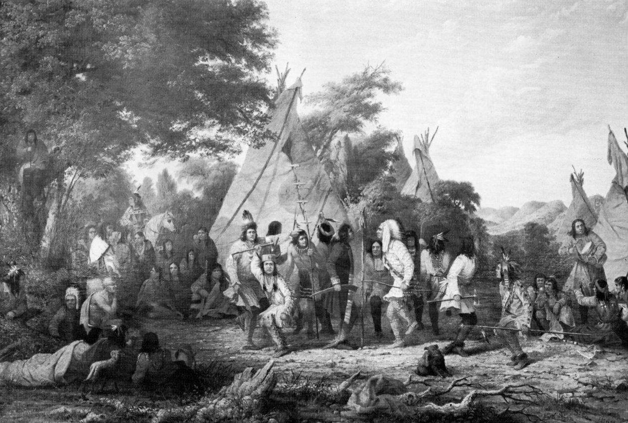 Dog Dance of the Dakotas, c1847. af Captain Seth Eastman