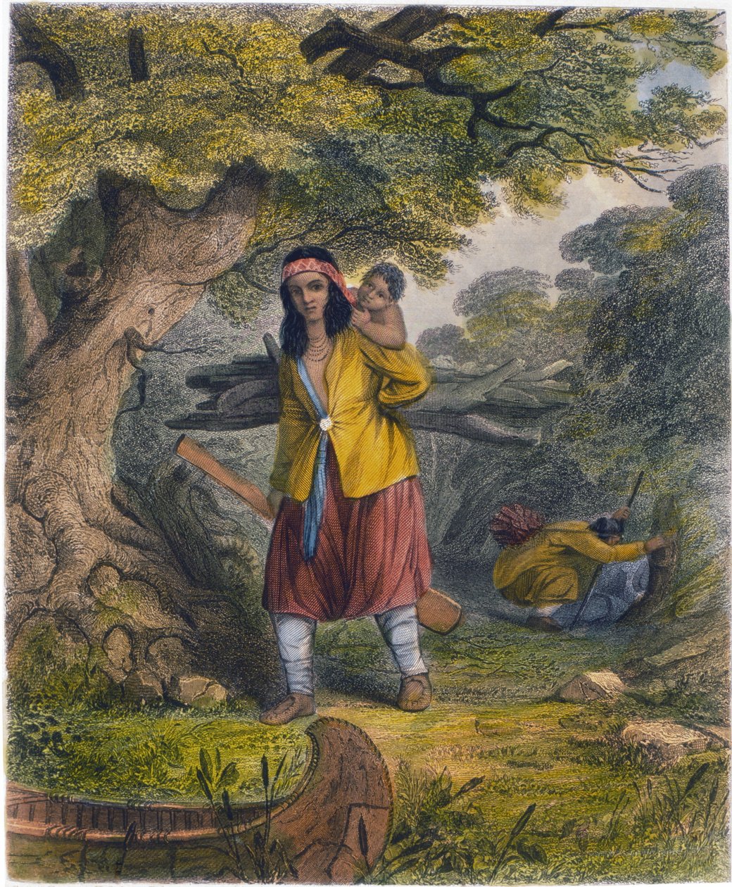 Indiske kvinder indkøber brændstof, 1853 af Captain Seth Eastman