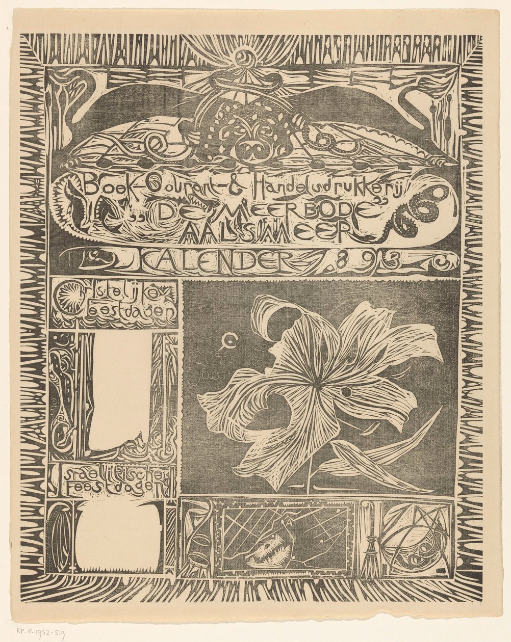 Kalenderblad 1893 af Carel Adolph Lion Cachet