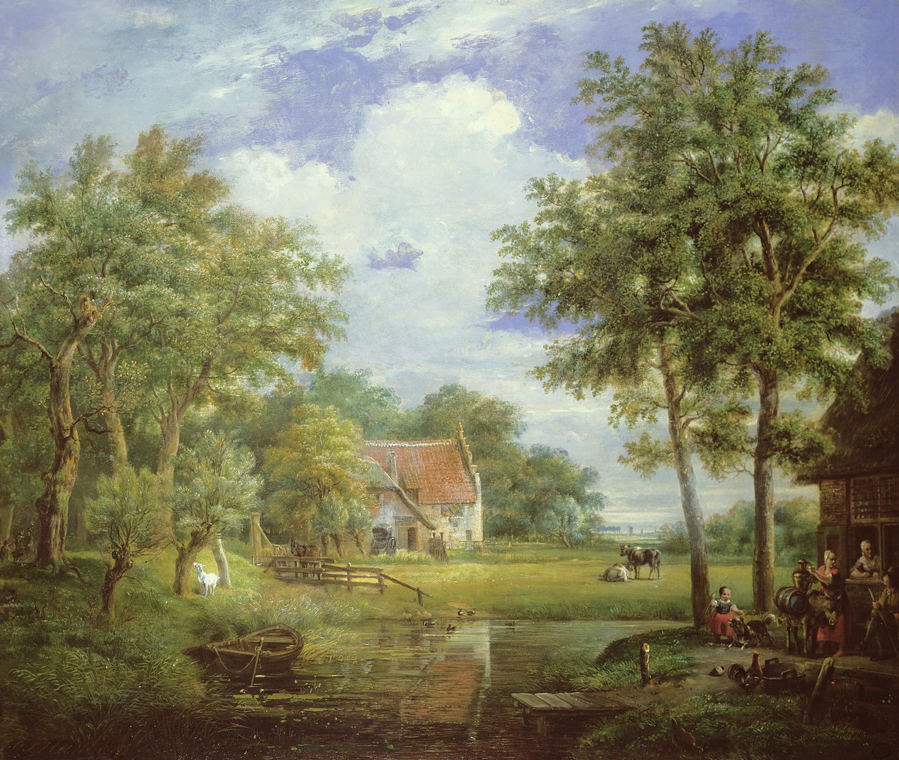 Hollandsk gårdscene af Carel Lodewijk Hansen