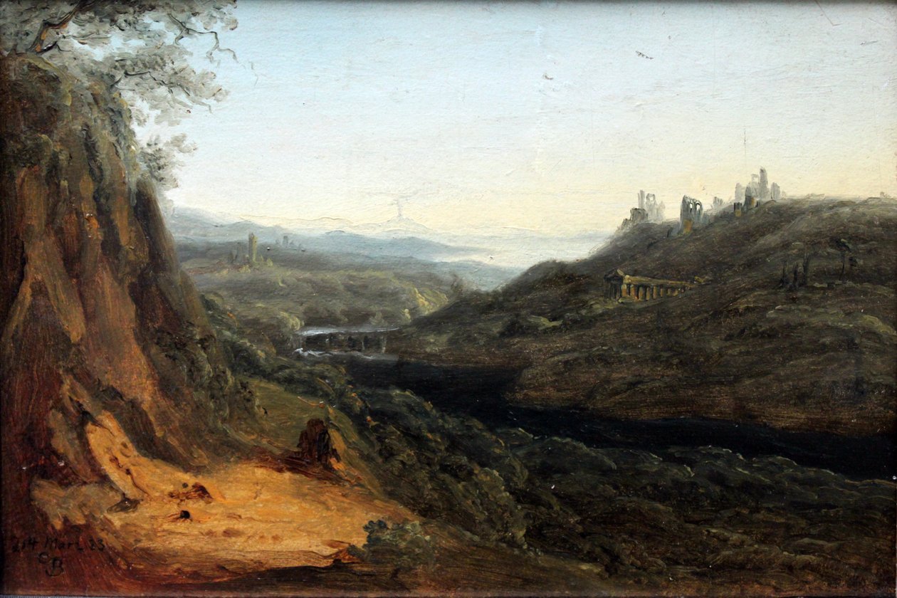 Fantasy bjerg scene af Carl Blechen