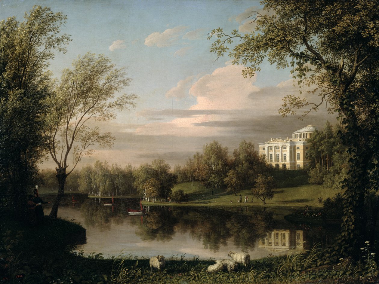 Udsigt over Pavlovsk-paladset, ca. 1800 af Carl Ferdinand von Kugelgen