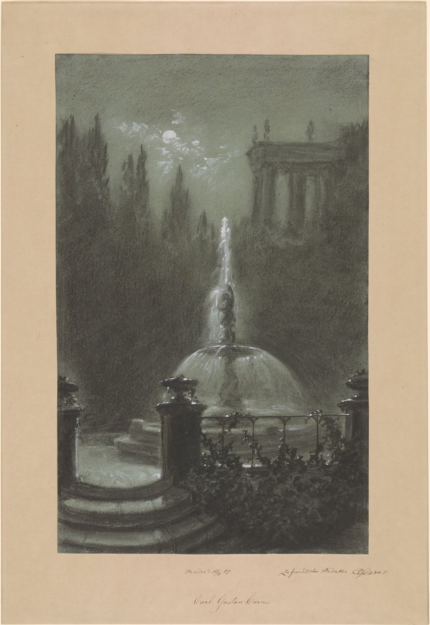 Et springvand i måneskin af Carl Gustav Carus