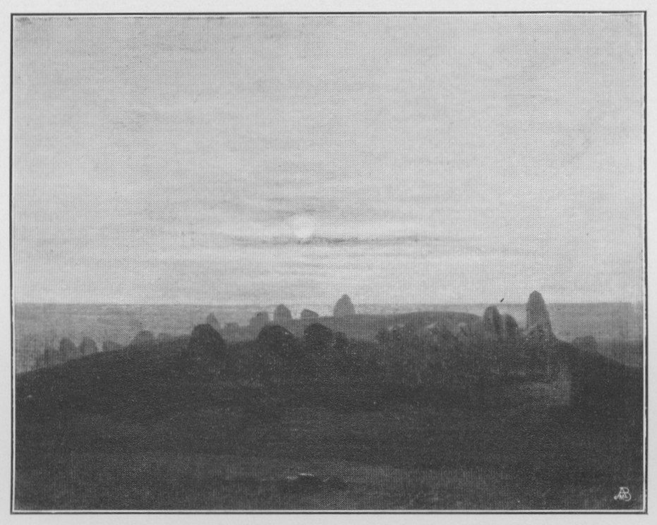 En hunns grav i måneskin af Carl Gustav Carus