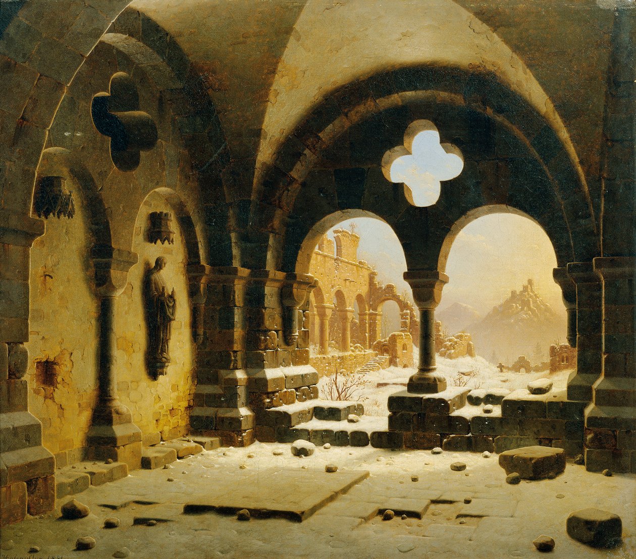 Klosterruine im Winter af Carl Georg Adolph Hasenpflug