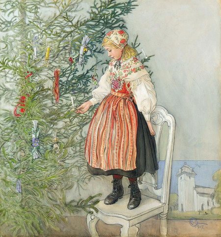 Dekorere træet af Carl Larsson