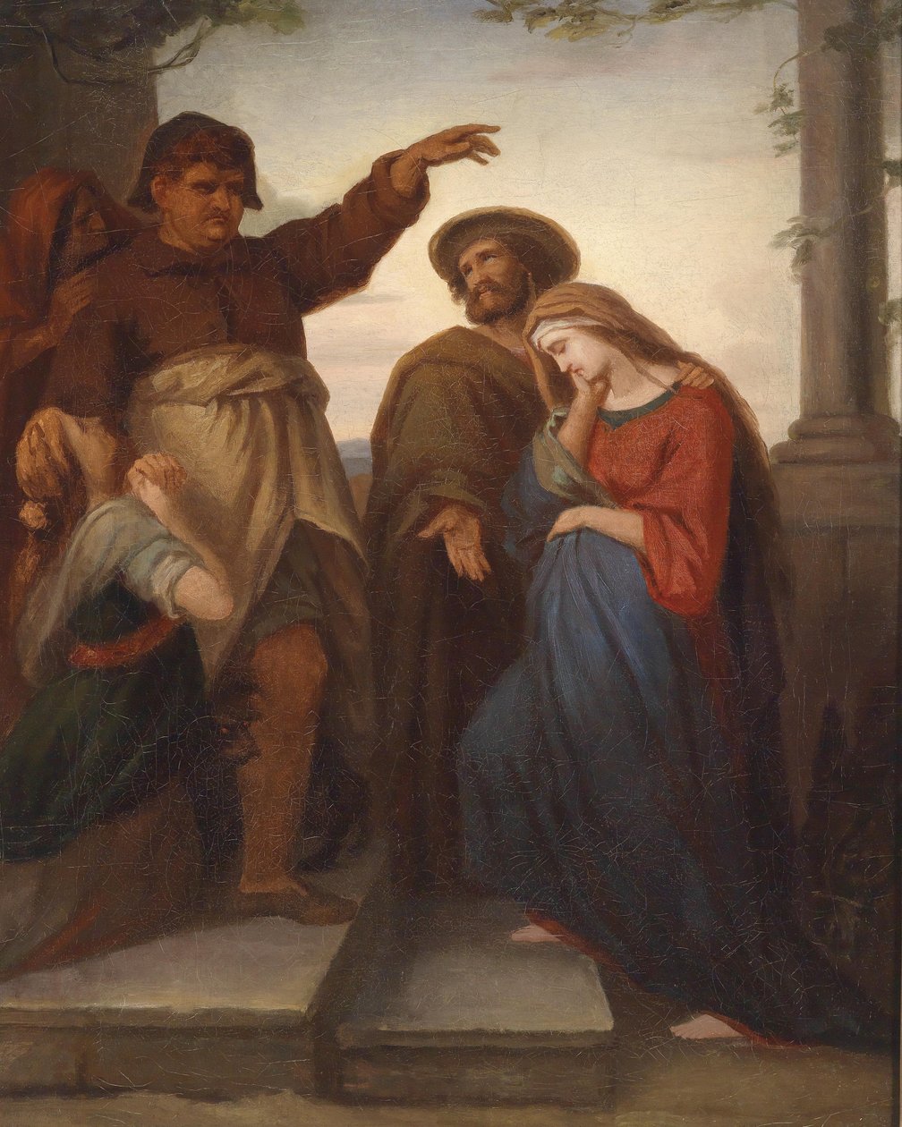 Joseph og Maria leder efter et hostel af Carl Rahl