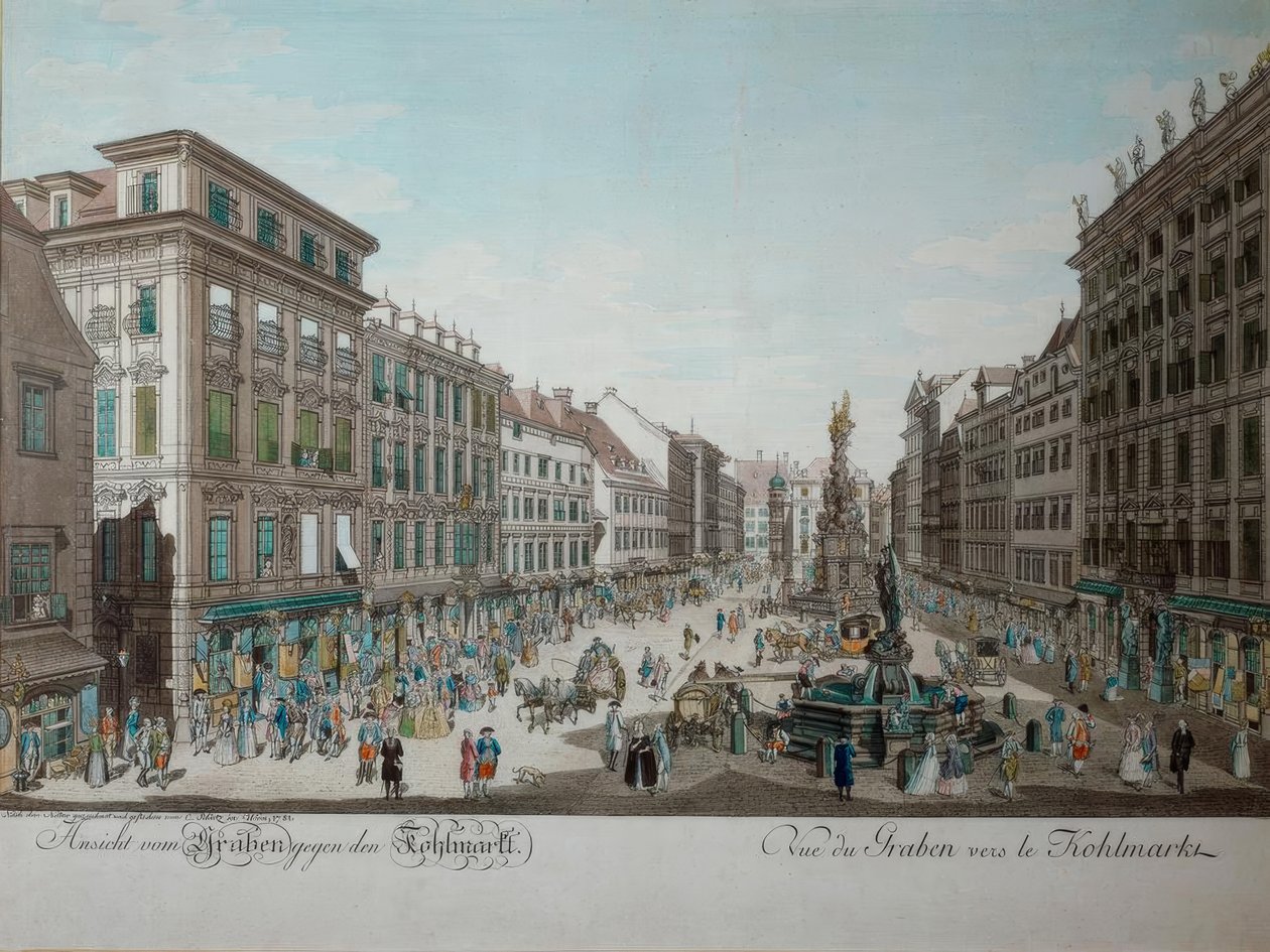 Udsigt fra Graben mod Kohlmarkt af Carl Schütz