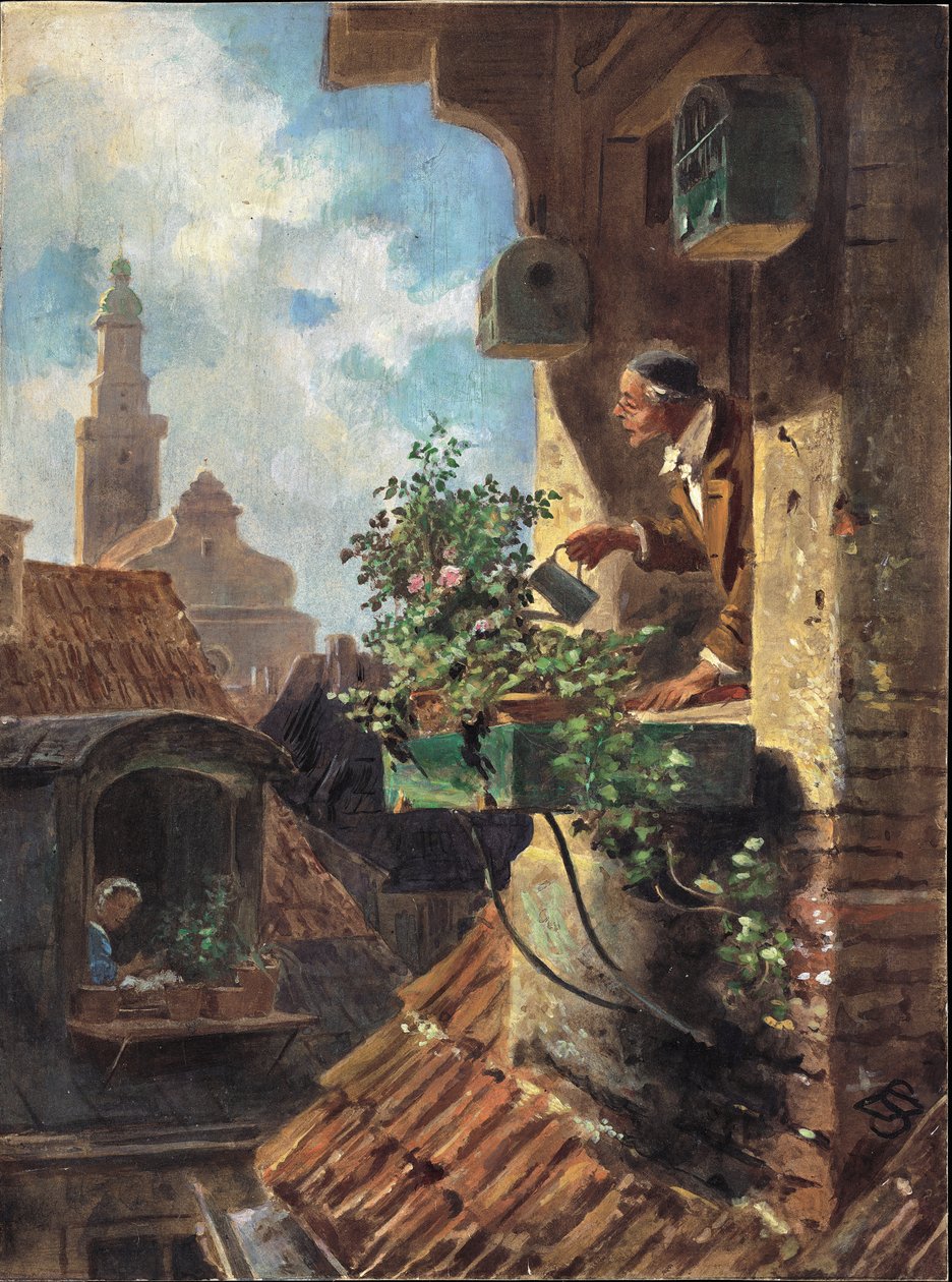 Loftsrummet, 1862 (olie på kort) af Carl Spitzweg