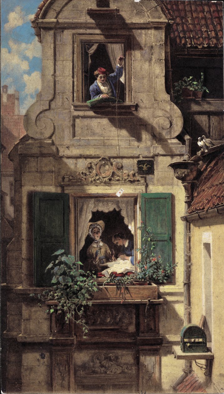 Det aflyttede kærlighedsbrev, ca.1855-60 af Carl Spitzweg
