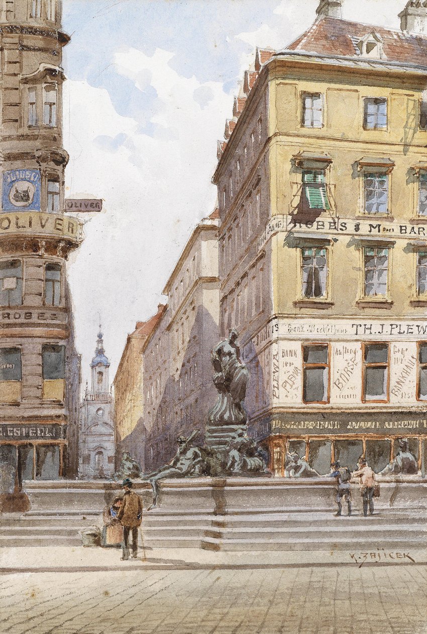 Wien, Donnerbrunnen på Neuer Markt af Carl Wenzel Zajicek