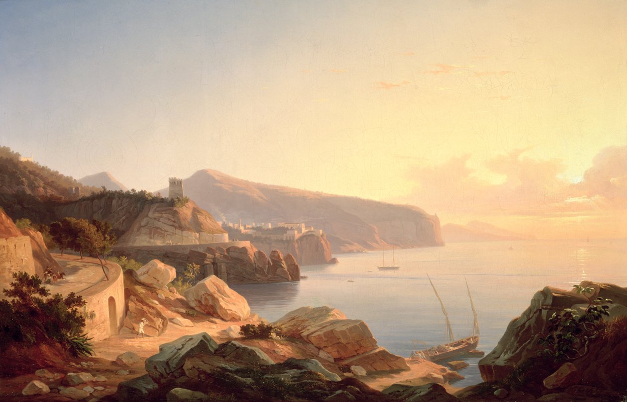 Sorrento-bugten, nær Vico, ca. 1855 af Carl Wilhelm Goetzloff