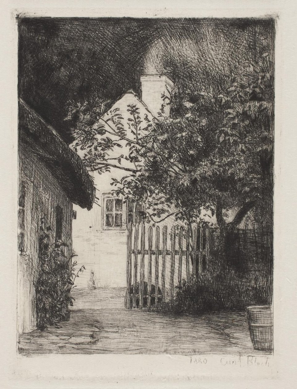 De to huse og frugttræet af Carl Bloch