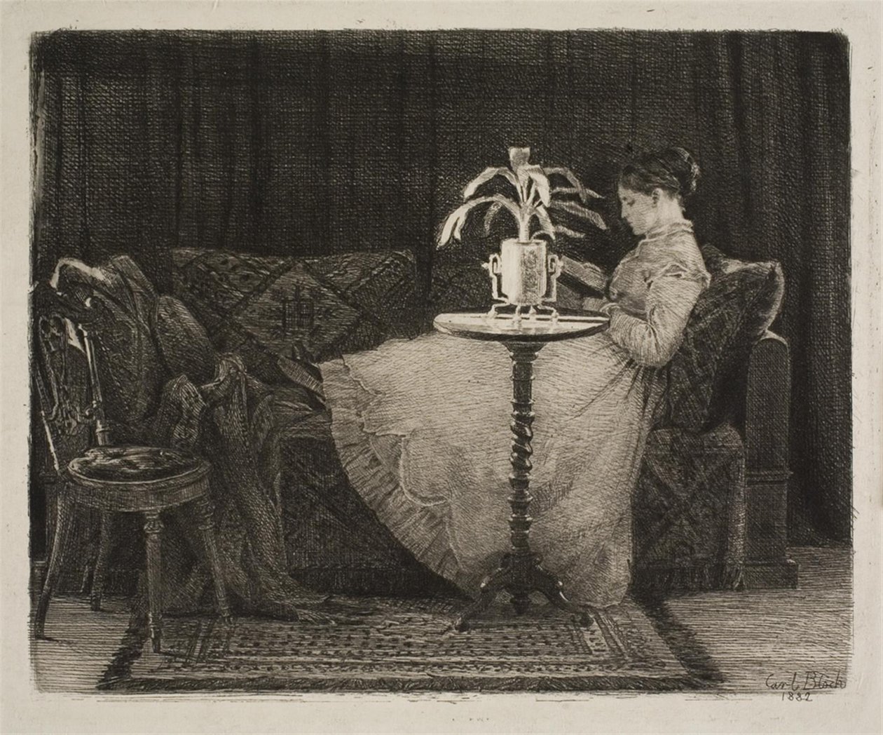 Læsende dame af Carl Bloch