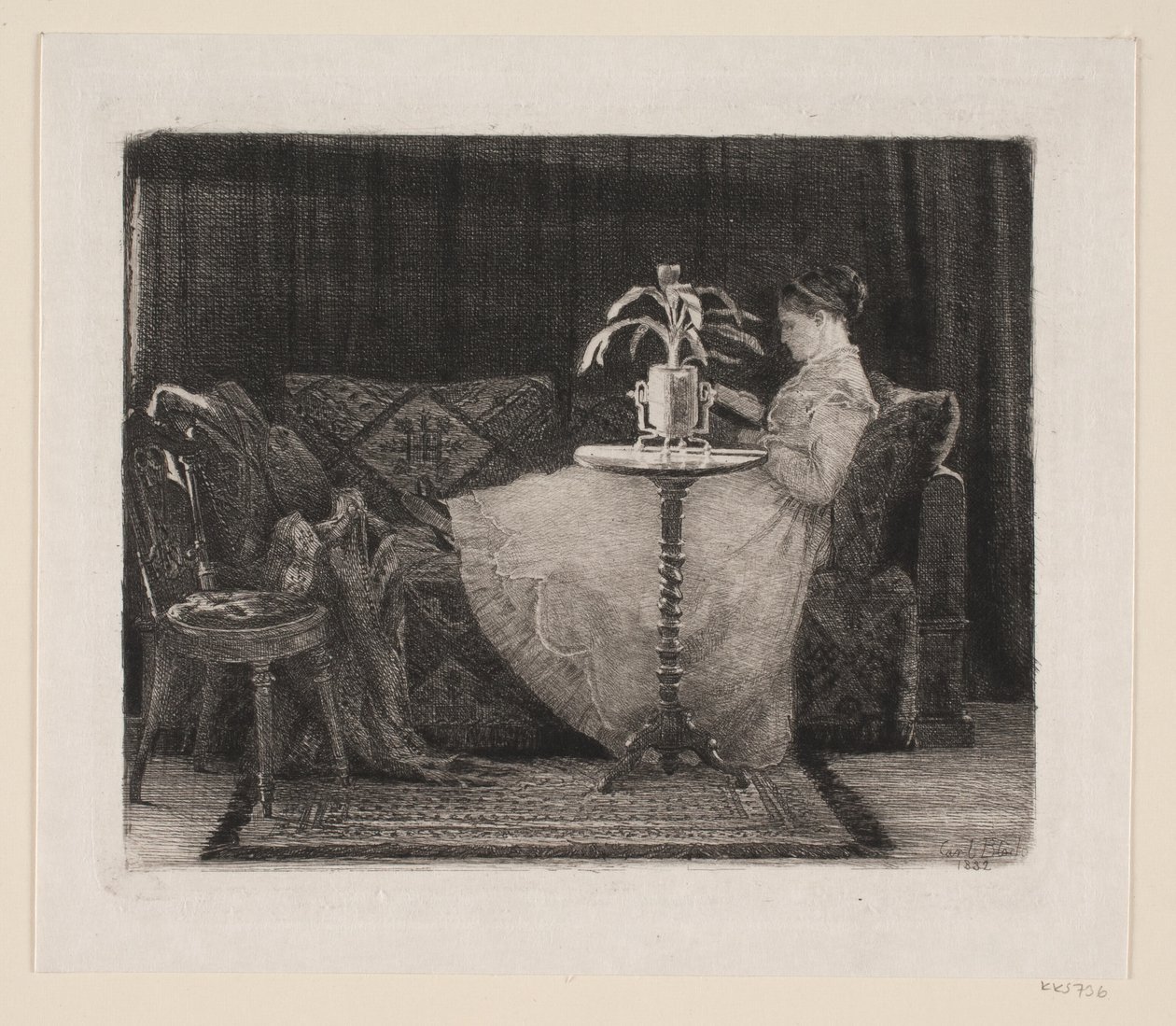 Læsende dame af Carl Bloch