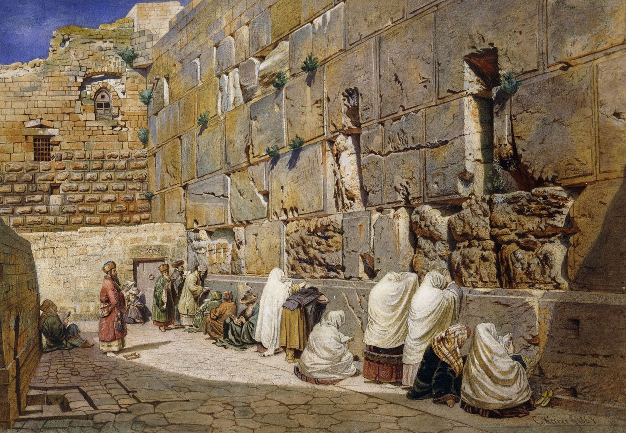 Grædemuren, Jerusalem, 1863 af Carl Friedrich Heinrich Werner