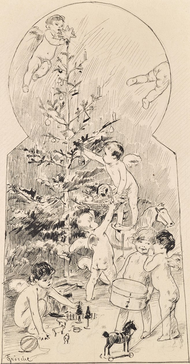 Engle, der renser juletræet af Carl Fröschl