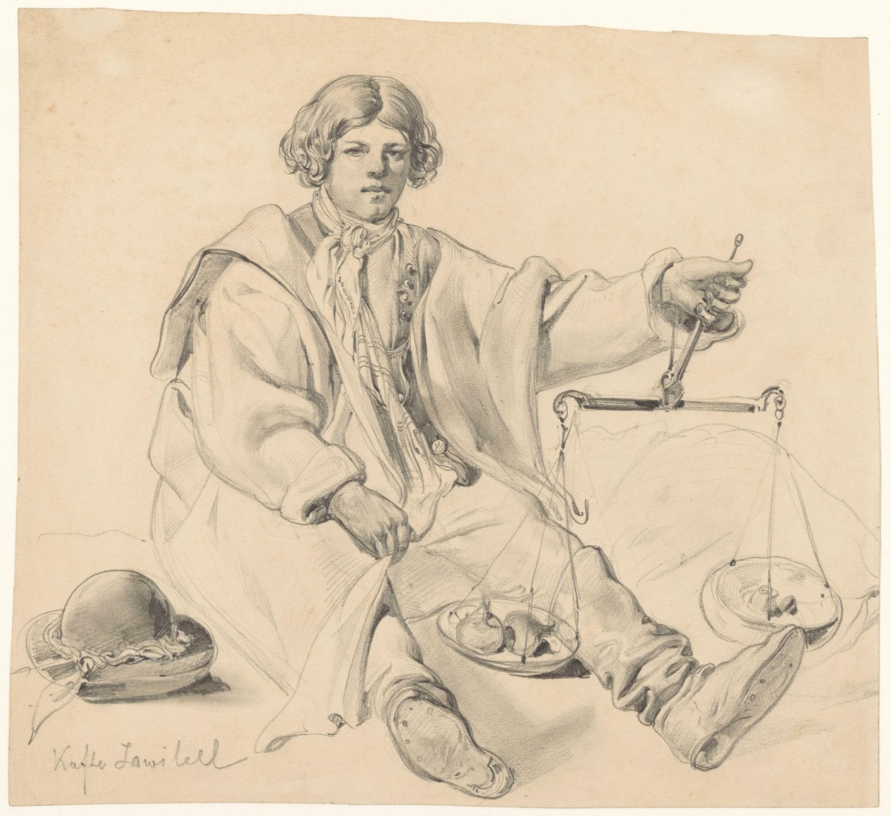 Siddende kroatisk løgsælger af Carl Goebel