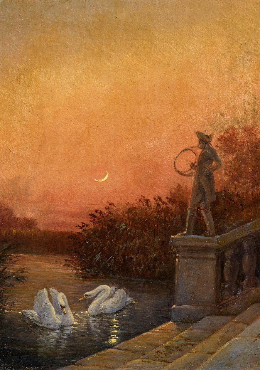 Daggry i nærheden af Moritzburg Slot af Carl Gustav Carus