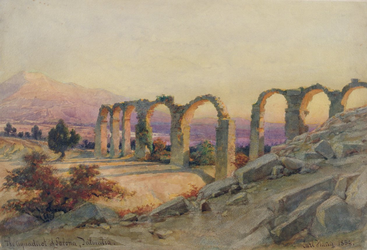 Akvædukten i Salona, Dalmatien, 1854 af Carl Haag