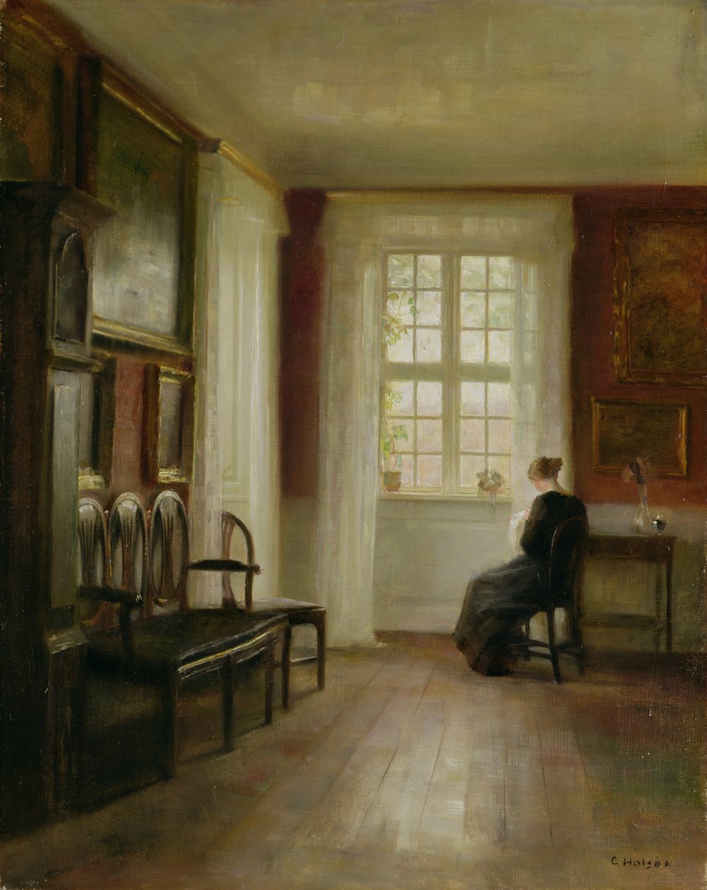 Interiør med kvindesyning af Carl Holsoe