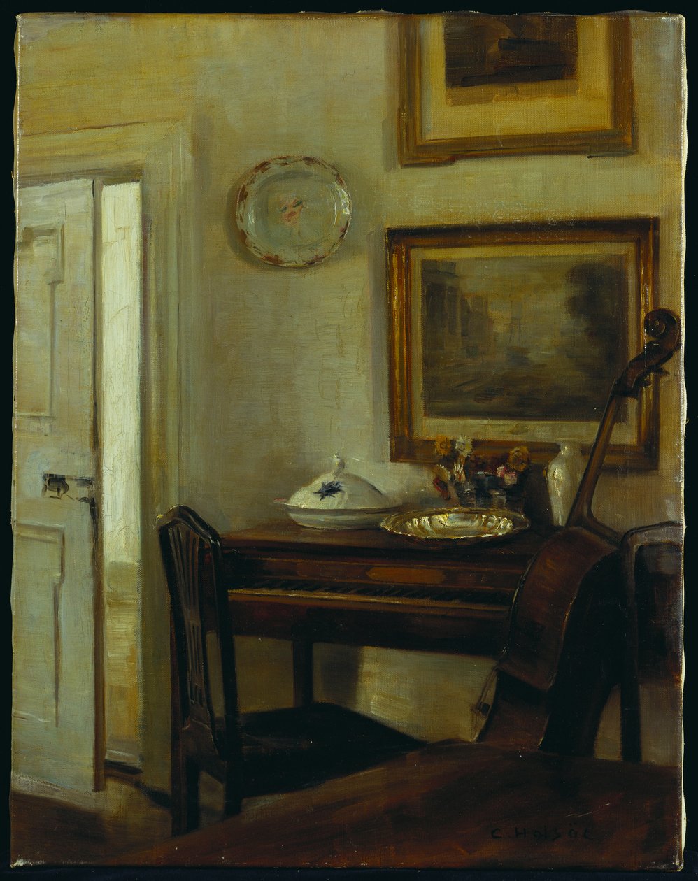 Musikrummet (olie på lærred) af Carl Holsoe
