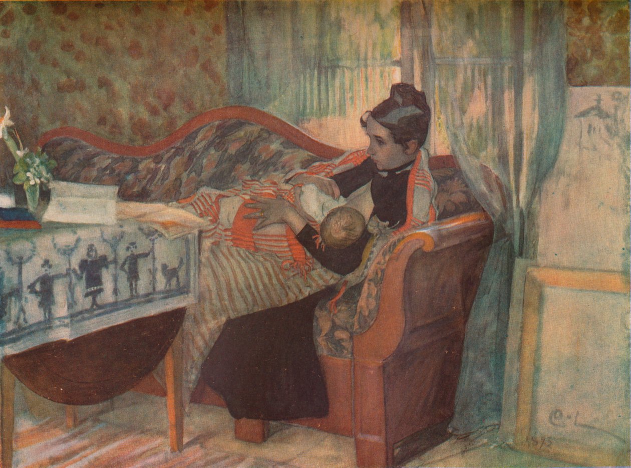 Mor og barn, c1900. af Carl Larsson
