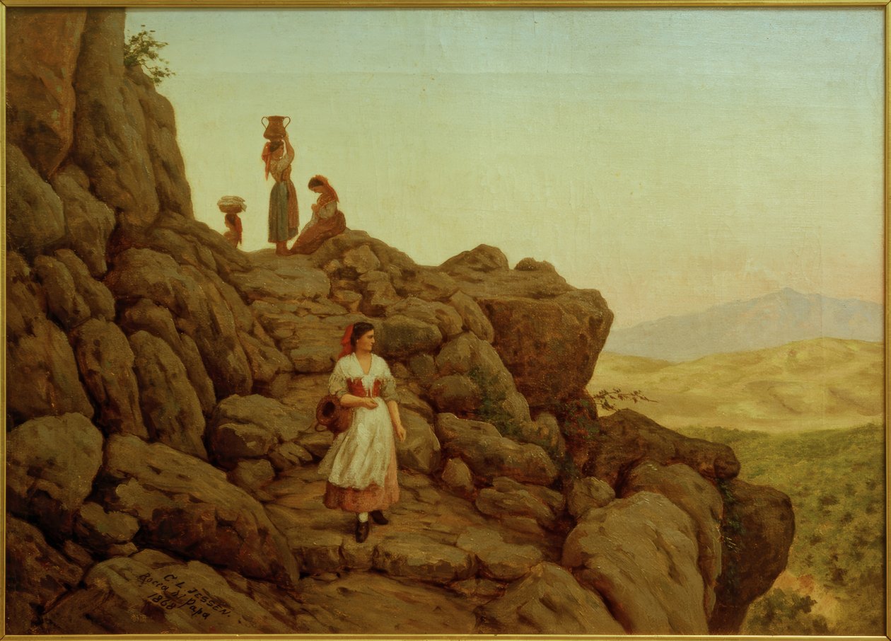 C.L.Jessen, stenet landskab nær Rocca di Papa af Carl Ludwig Jessen