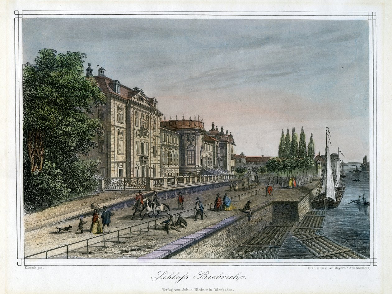 Biebrich Palace, Wiesbaden, Tyskland, c1820 af Carl Mayer