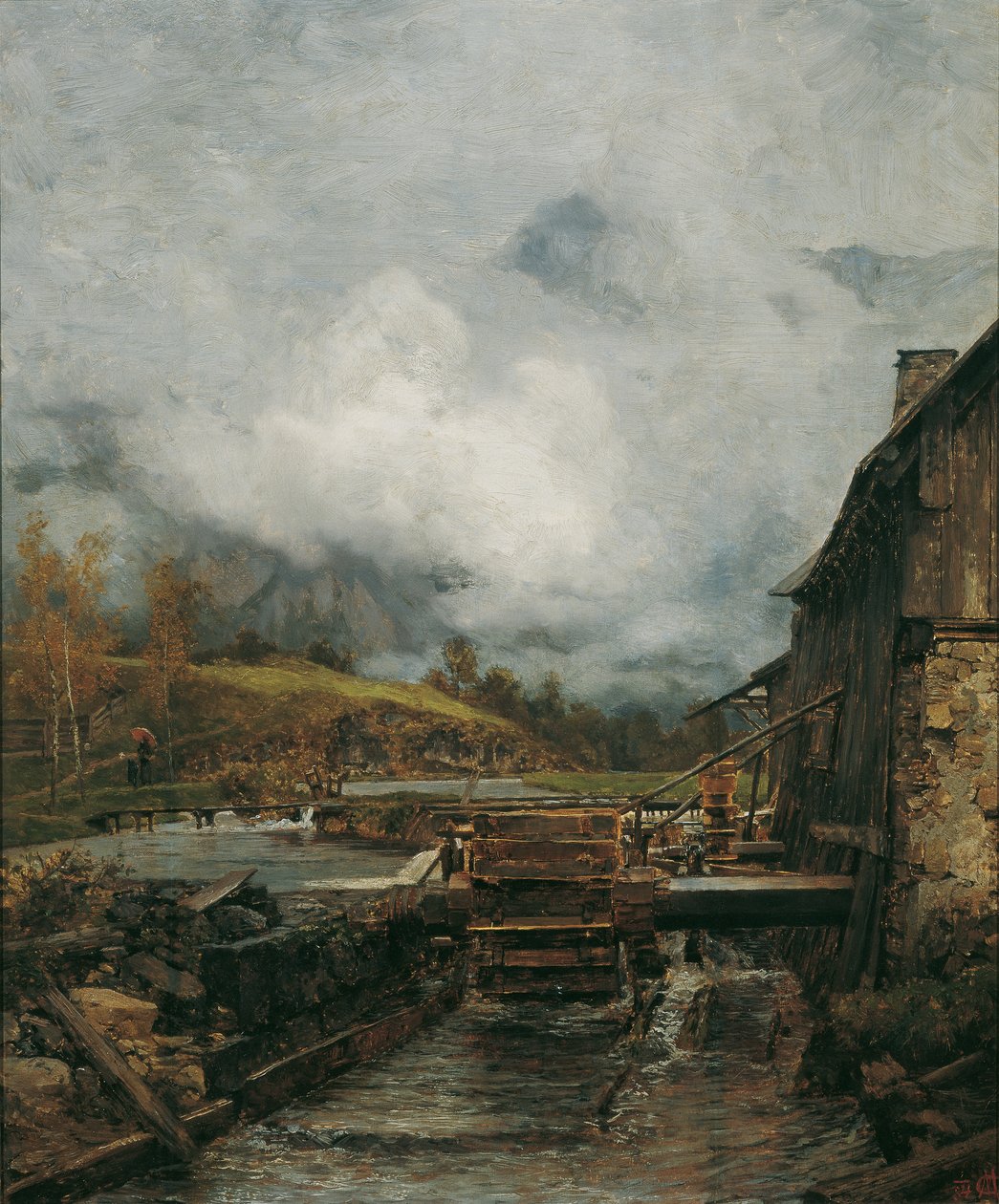 Vandmølle i Goisern (efter Emil Jakob Schindler) af Carl Moll