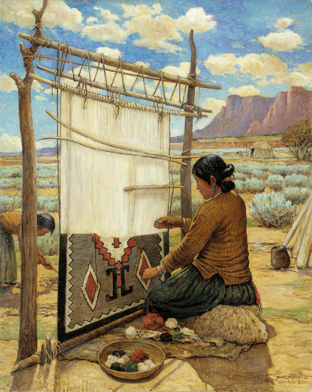 Navajo-væver af Carl Moon