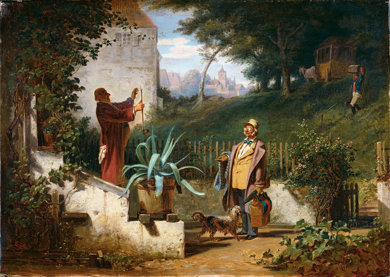 Barndomsvenner, ca. 1855 (olie på lærred) af Carl Spitzweg