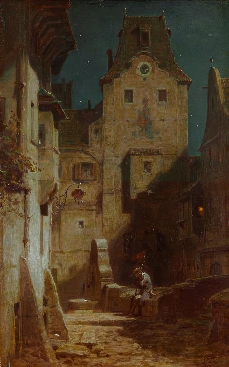 Nattevagten faldt i søvn af Carl Spitzweg